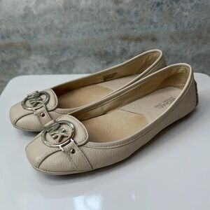 Michael Kors Leather Ballet Flats Cream White 8.5